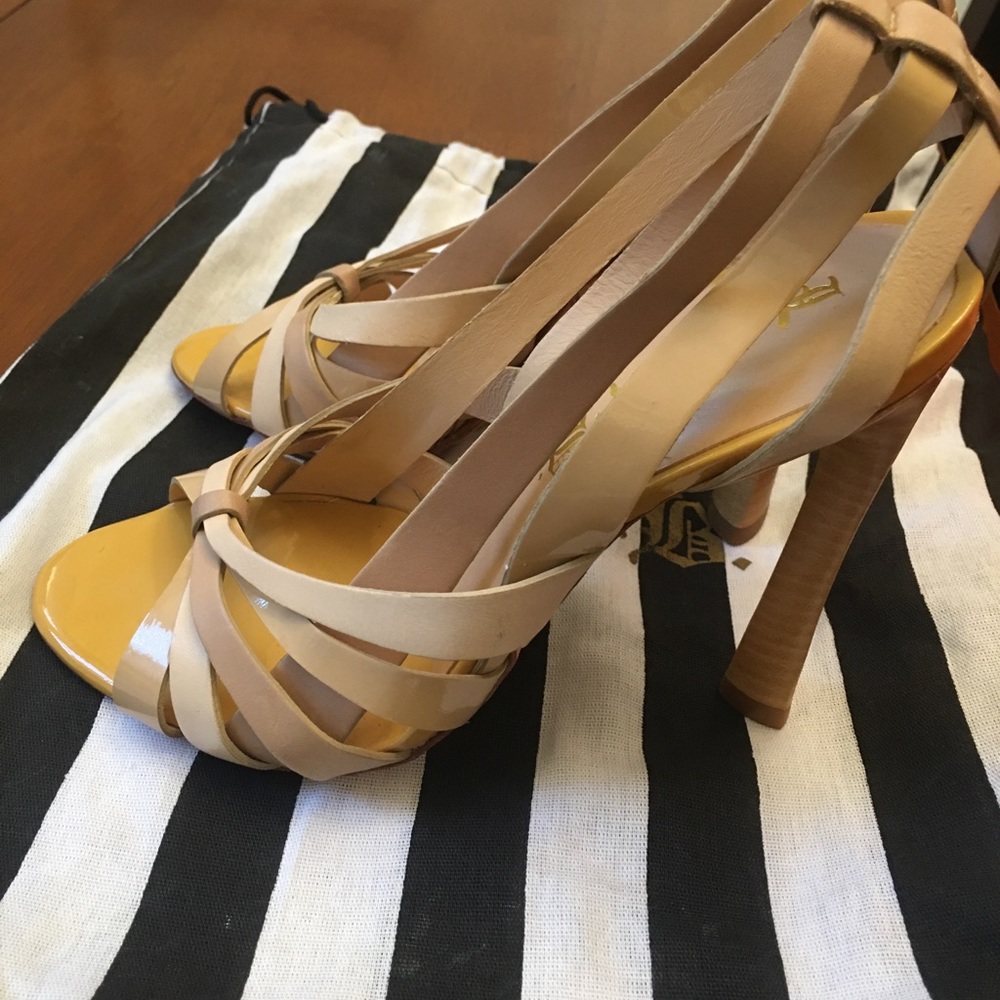 L.A.M.B. Beige Strappy Heels - Picture 3 of 8
